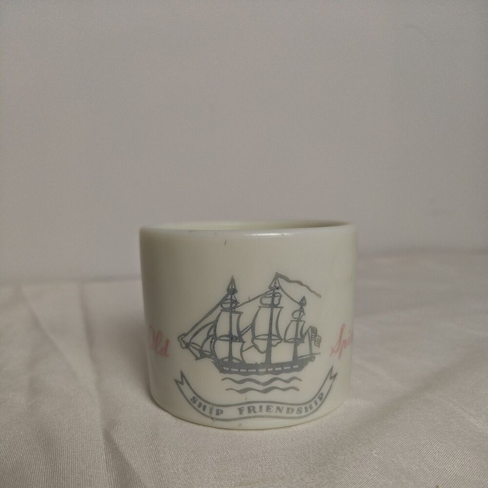 Vintage Old Spice Milk Glass Shaving Mug Shulton Ship Friendship 1940s